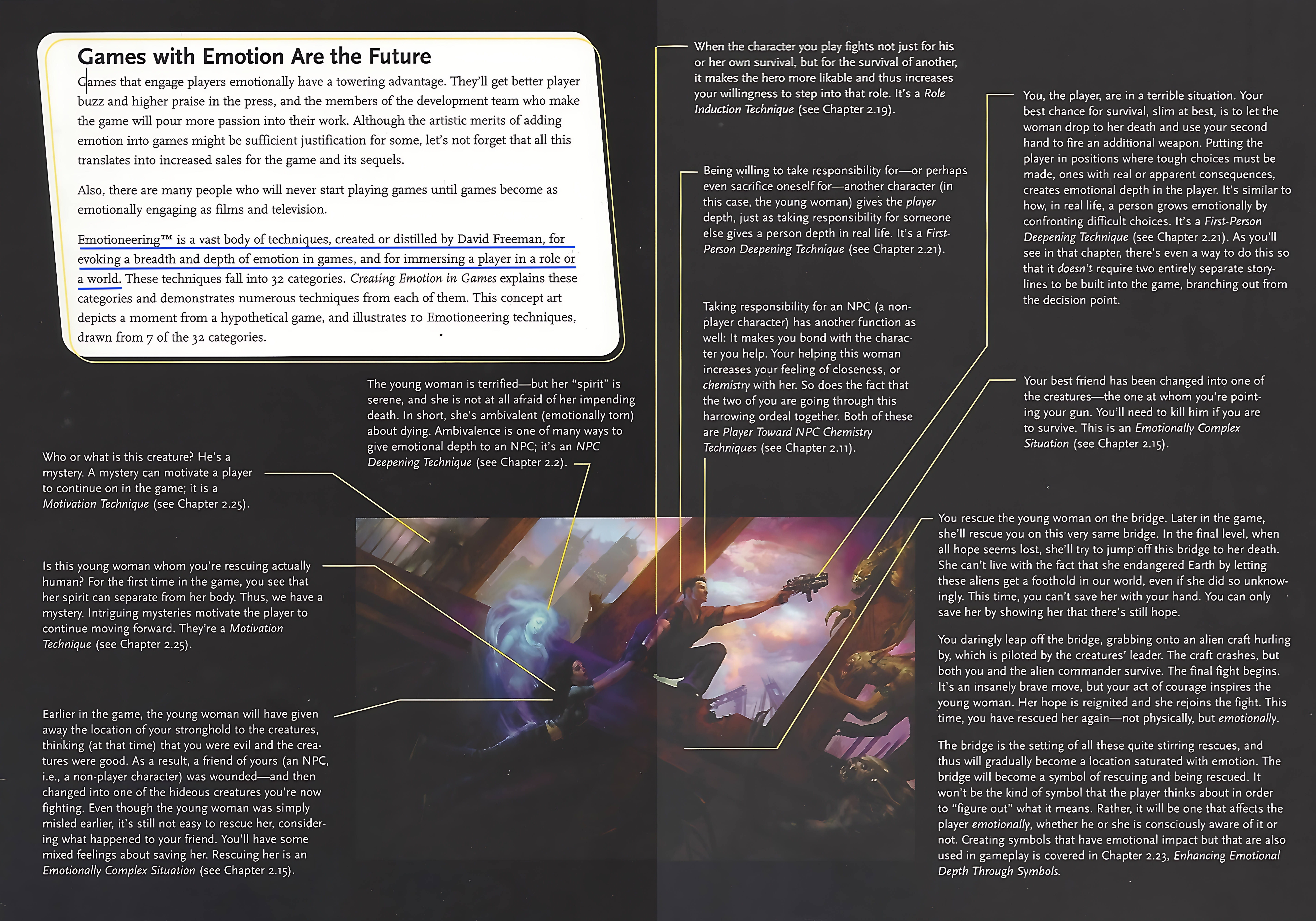 Game Scene with Emotioneering Techniques